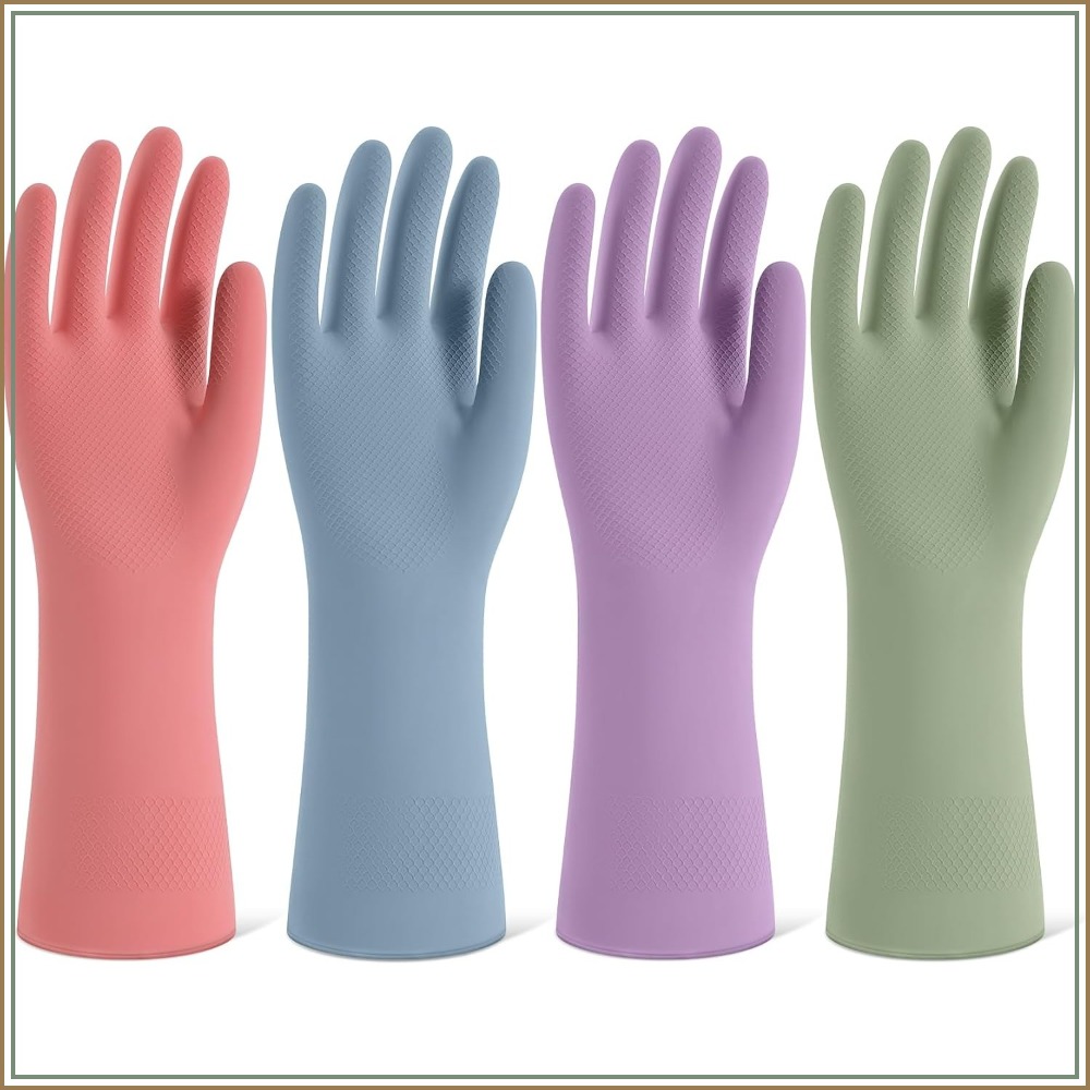 Rubber Glove Cleaning - 4 Pairs Rubber Cleaning Gloves, Reusable