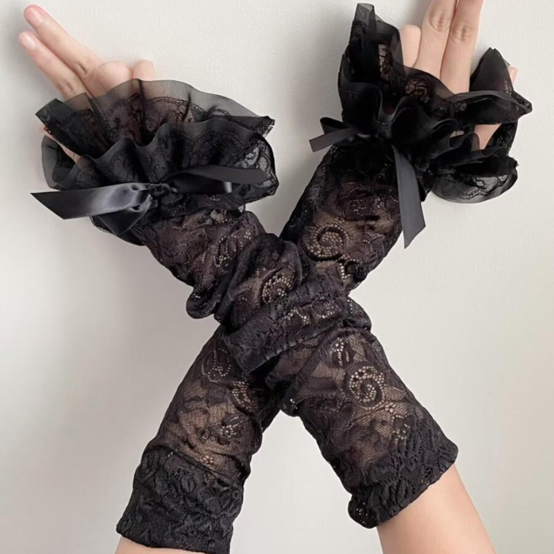 Hollow Out Lace Long Arm Sleev - Fingerless Glove Knit incelemesi ve fiyatı
