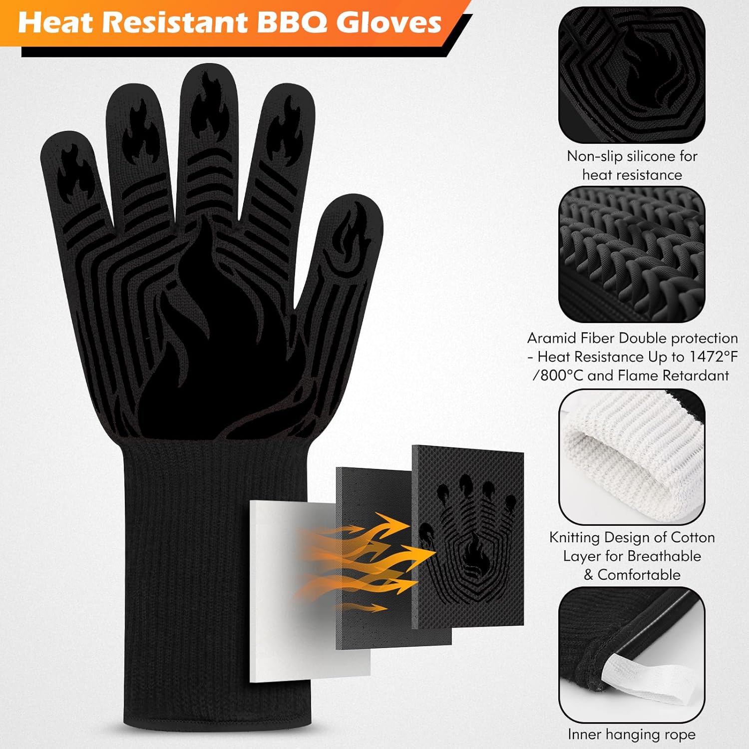 1472°F Heat Resistant BBQ Glov - Oven Mitt Silicone incelemesi ve fiyatı