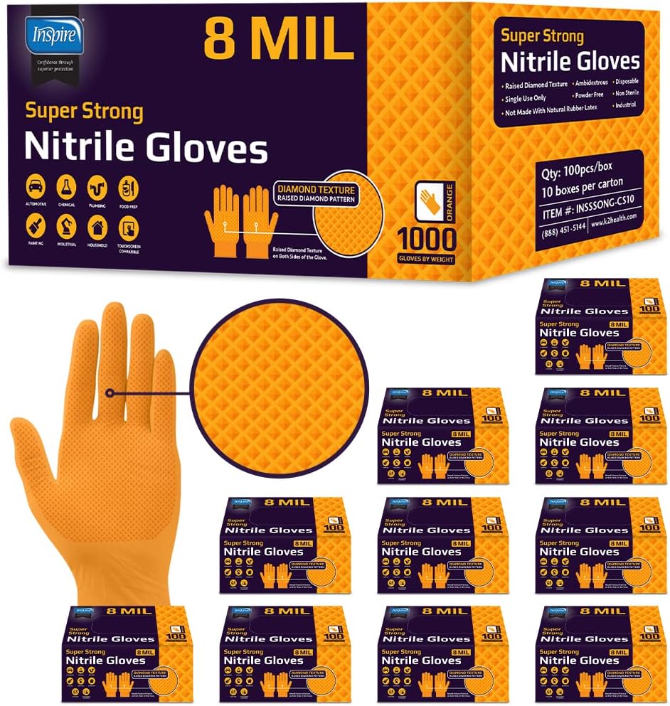 Heavy Duty Orange Nitrile Glov - Nitrile Mechanic Glove incelemesi ve fiyatı