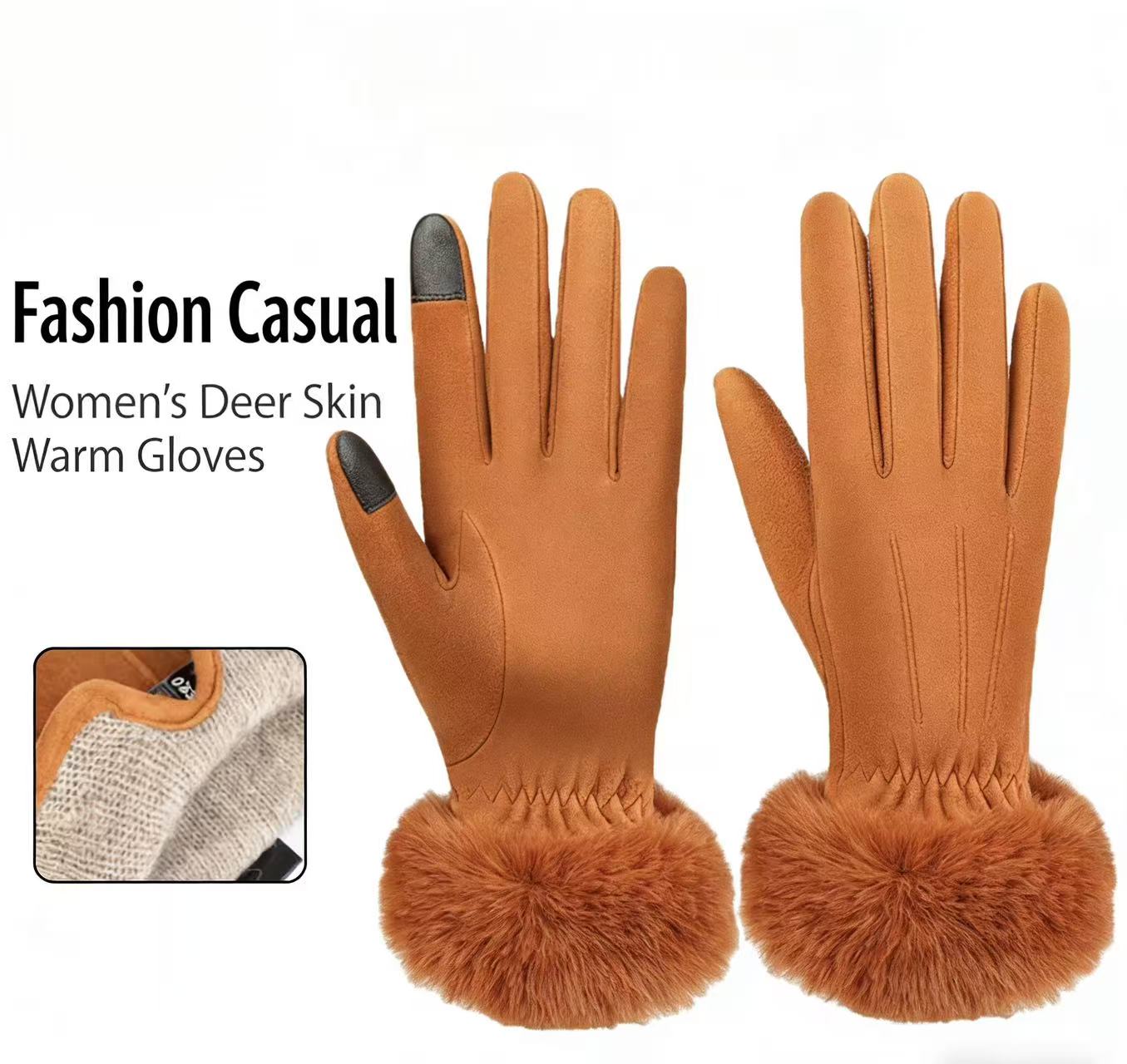 Women's Deerskin Warm Gloves A - Wool Glove Lined incelemesi ve fiyatı
