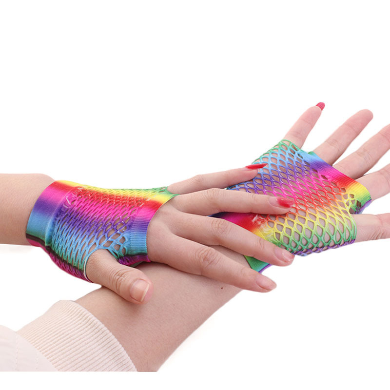 Ladies Sexy Rainbow Color Shor - Fingerless Glove Knit incelemesi ve fiyatı