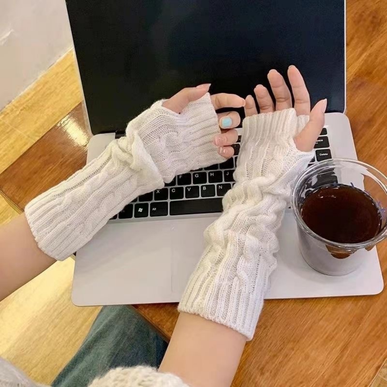 2PCS Cable Knit Fingerless Glo - Fingerless Glove Knit incelemesi ve fiyatı