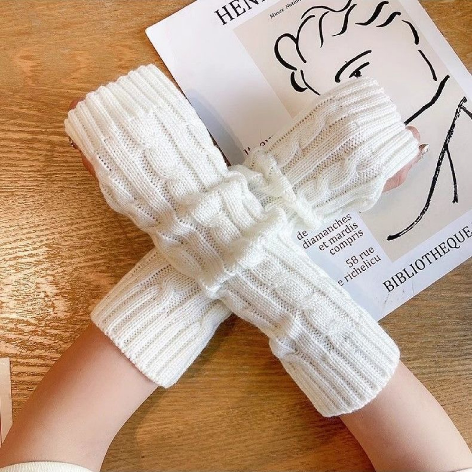 2PCS Cable Knit Fingerless Glo - Fingerless Glove Knit incelemesi ve fiyatı