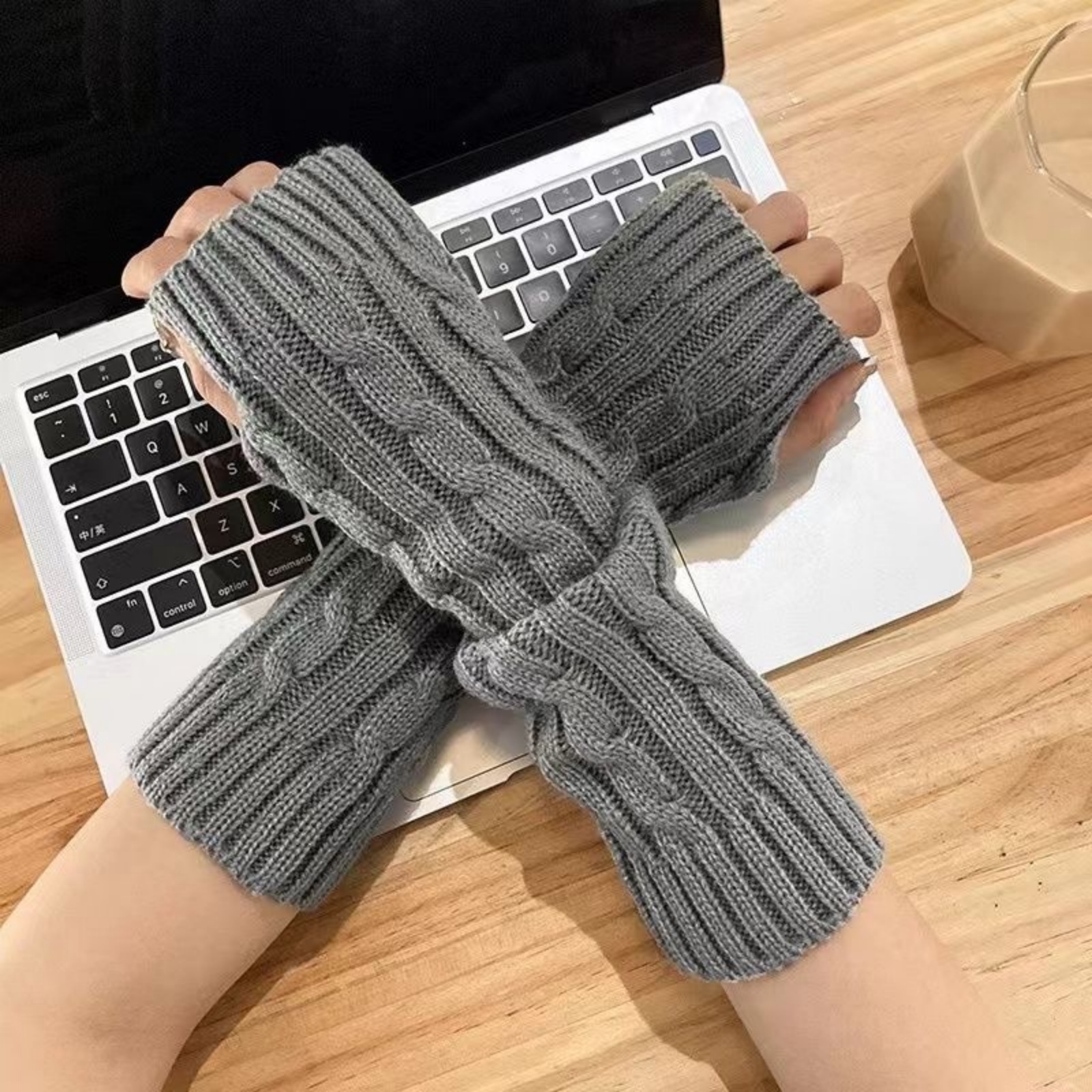 2PCS Cable Knit Fingerless Glo - Fingerless Glove Knit incelemesi ve fiyatı